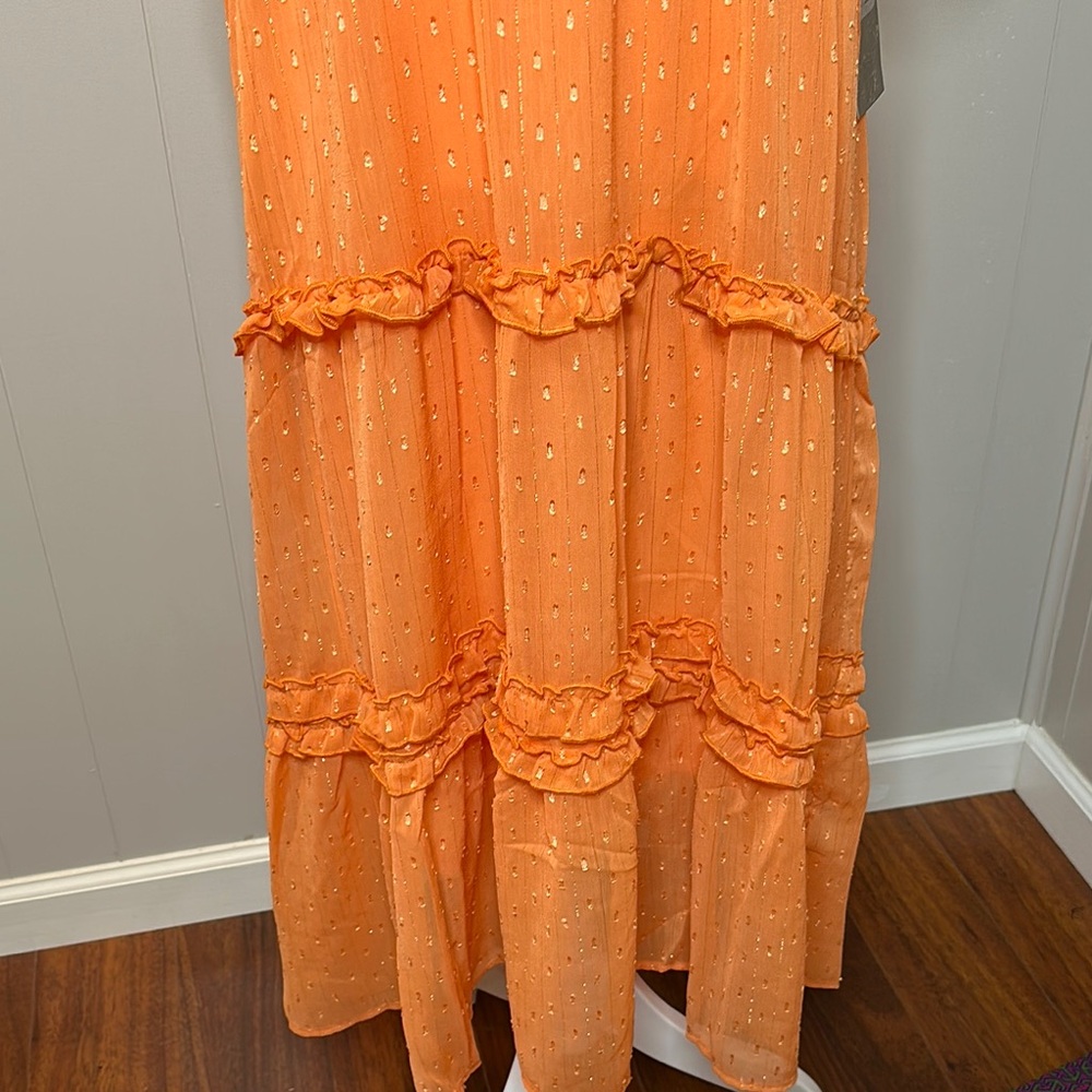 NWT Double D Ranch Orange Ruffle Smocked Maxi Dress - Picture 3 of 15